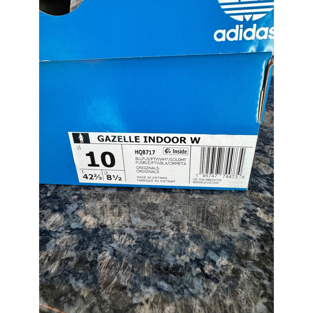 Adidas Gazelle Indoor W‎ Blue Fusion Cloud White Suede Sneakers HQ8717 Womens 10 - Picture 5 of 5